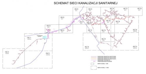 Schemat sieci kanalizacji sanitarnej